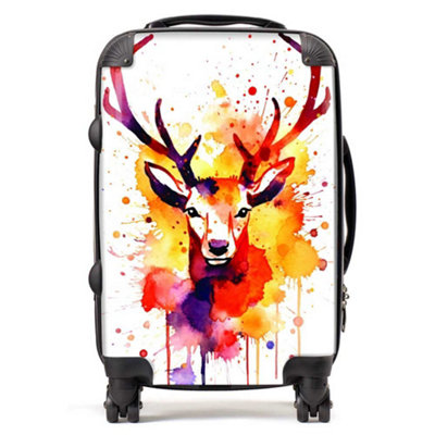 Warren Reed Designer Watercolour Stag Face SuitcaseCabin from B&Q