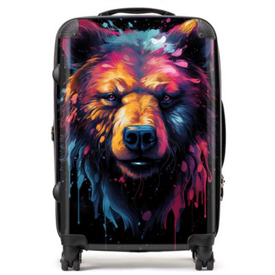 Warren Reed Designer Splashart Bear Face SuitcaseMedium from B&Q
