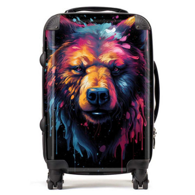 Warren Reed Designer Splashart Bear Face SuitcaseCabin from B&Q