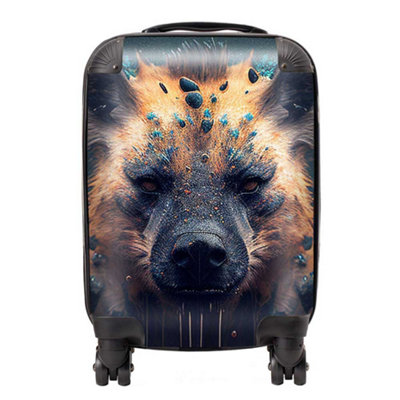 Warren Reed Designer Hyena Face Splashart Dark Background SuitcaseMini Cabin from B&Q
