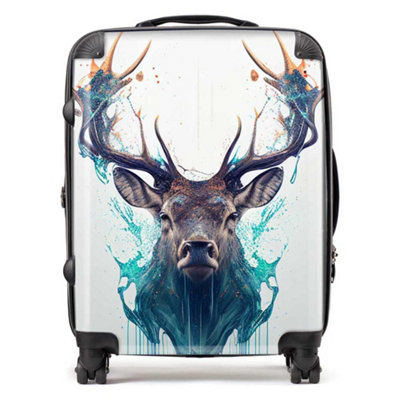 Warren Reed Designer Stag Face Splashart SuitcaseLarge from B&Q
