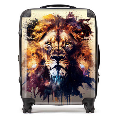 Warren Reed Designer Majestic Lion Face Splashart SuitcaseLarge from B&Q