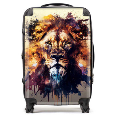 Warren Reed Designer Majestic Lion Face Splashart SuitcaseMedium from B&Q