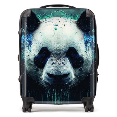 Warren Reed Designer Panda Face Splashart Dark Background SuitcaseLarge from B&Q
