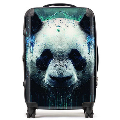 Warren Reed Designer Panda Face Splashart Dark Background SuitcaseMedium from B&Q