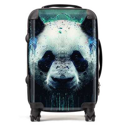 Warren Reed Designer Panda Face Splashart Dark Background SuitcaseCabin from B&Q