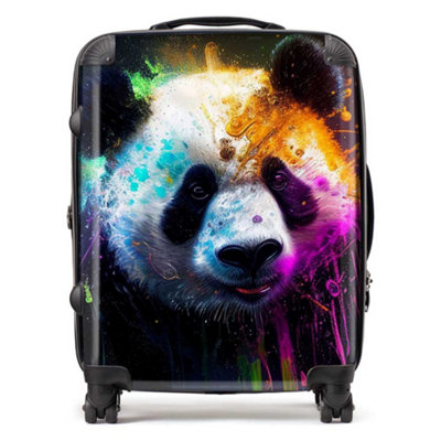 Warren Reed Designer Panda Face Splashart Colourful SuitcaseLarge from B&Q