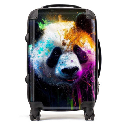 Warren Reed Designer Panda Face Splashart Colourful SuitcaseCabin from B&Q