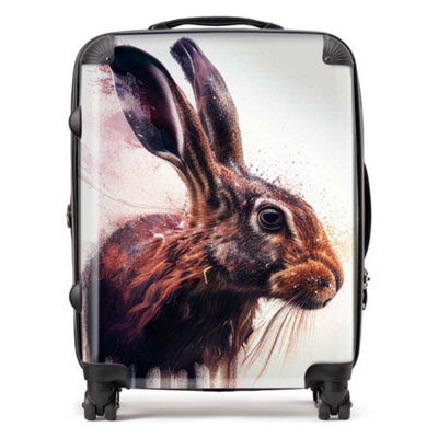 Warren Reed Designer Hare Face Splashart SuitcaseLarge from B&Q