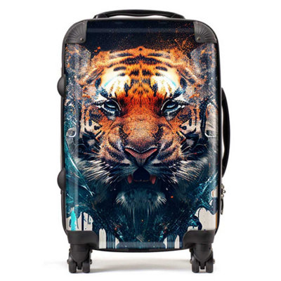 Warren Reed Designer Tiger Face Splashart SuitcaseCabin from B&Q