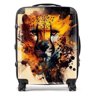 Warren Reed Designer Cheetah Face Splashart SuitcaseLarge from B&Q