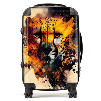 Warren Reed Designer Cheetah Face Splashart SuitcaseCabin from B&Q