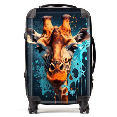Warren Reed Designer Blue Giraffe Face Splashart SuitcaseCabin from B&Q
