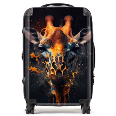 Warren Reed Designer Golden Giraffe Face Splashart SuitcaseMedium from B&Q