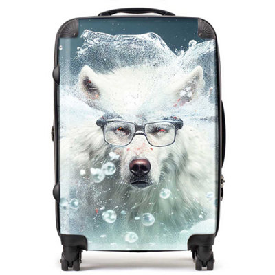 Warren Reed Designer White Wolf Splashart SuitcaseMedium from B&Q