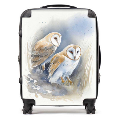 Warren Reed Designer Barn Ano Owls Watercolour SuitcaseLarge from B&Q