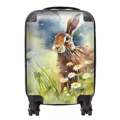 Warren Reed Designer Hare And Daisies Watercolour SuitcaseMini Cabin from B&Q