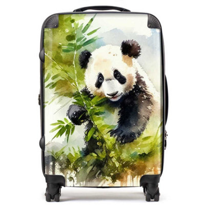 B&Q -  Panda Eating Bamboo Watercolour SuitcaseMedium