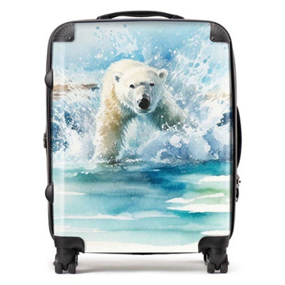 Warren Reed Designer Hunting Polar Bear Watercolour SuitcaseLarge from B&Q