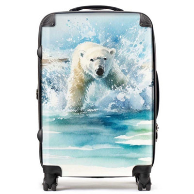 Warren Reed Designer Hunting Polar Bear Watercolour SuitcaseMedium from B&Q
