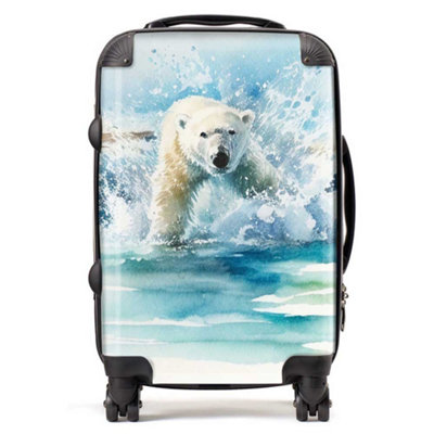 Warren Reed Designer Hunting Polar Bear Watercolour SuitcaseCabin from B&Q