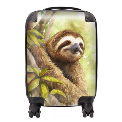 Warren Reed Designer Sloth Watercolour SuitcaseMini Cabin from B&Q