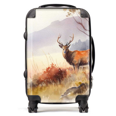 Warren Reed Designer Stag Deer Water Colour SuitcaseCabin from B&Q
