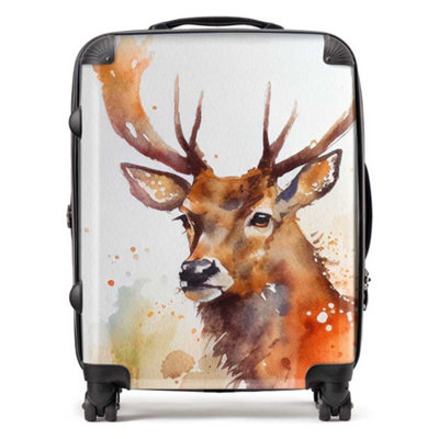 Warren Reed Designer Majestic Stag Watercolour SuitcaseLarge from B&Q