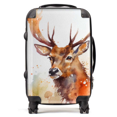 Warren Reed Designer Majestic Stag Watercolour SuitcaseCabin from B&Q