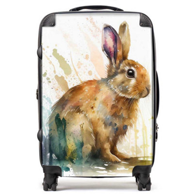 Warren Reed Designer Rabbit Splash Watercolour SuitcaseMedium from B&Q