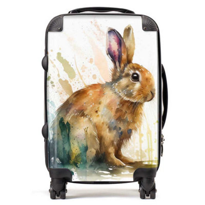 Warren Reed Designer Rabbit Splash Watercolour SuitcaseCabin from B&Q