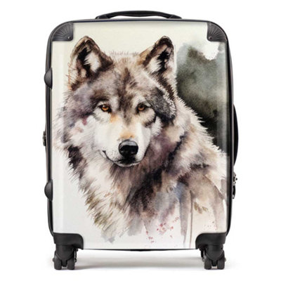 Warren Reed Designer Loyal Wolf Watercolour SuitcaseLarge from B&Q