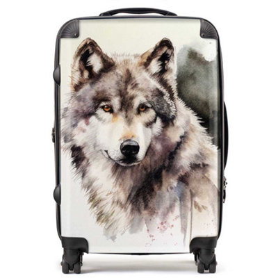 Warren Reed Designer Loyal Wolf Watercolour SuitcaseMedium from B&Q