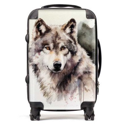 Warren Reed Designer Loyal Wolf Watercolour SuitcaseCabin from B&Q