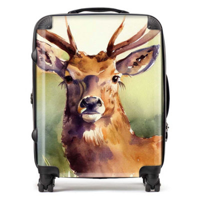 Warren Reed Designer Splendid Stag Watercolour SuitcaseLarge from B&Q