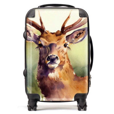 Warren Reed Designer Splendid Stag Watercolour SuitcaseCabin from B&Q
