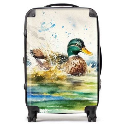 Warren Reed Designer Splashing Mallard Watercolour SuitcaseMedium from B&Q
