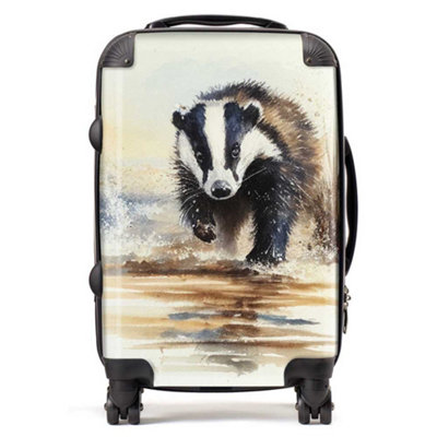Warren Reed Designer Wading Badger Watercolour SuitcaseCabin from B&Q