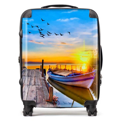 Warren Reed Designer Sunset Of Colours At The Lake SuitcaseLarge from B&Q