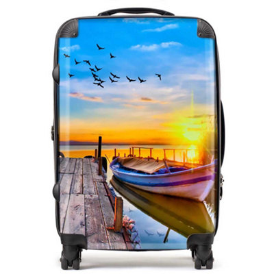 Warren Reed Designer Sunset Of Colours At The Lake SuitcaseMedium from B&Q