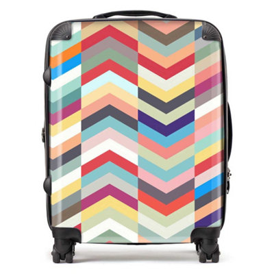 Warren Reed Designer Geometric Multi Colored Chevron Pattern SuitcaseLarge from B&Q