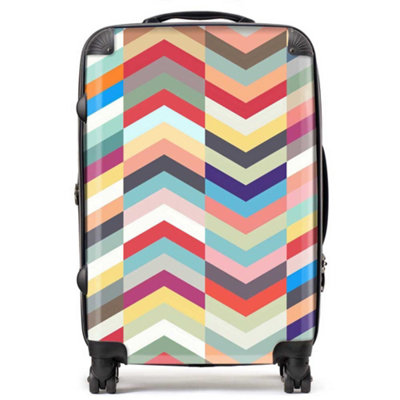 Warren Reed Designer Geometric Multi Colored Chevron Pattern SuitcaseMedium from B&Q