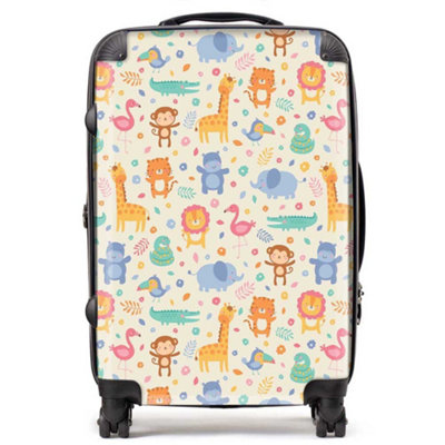 Warren Reed Designer Cute Pastel Jungle Animals SuitcaseMedium from B&Q