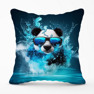 Warren Reed Designer Panda Splashart Water Cushions 45Cm X 45Cm from B&Q