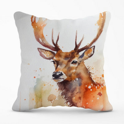 Warren Reed Designer Majestic Stag Watercolour Cushions 60Cm X 60Cm from B&Q