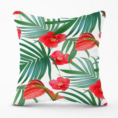 Warren Reed Designer Tropical Flowers And Palm Leaves Hawaiian Cushions 60Cm X 60Cm from B&Q