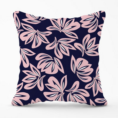 B&Q -  Pink Navy Floral Botanical Pattern Cushions 45Cm X 45Cm