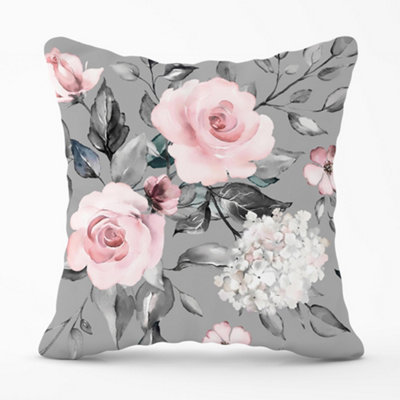 Warren Reed Designer Dusty Pink Roses Cushions 45Cm X 45Cm from B&Q