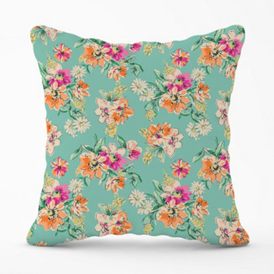 Warren Reed Designer Bright Flower Sketch Cushions 60Cm X 60Cm