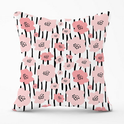 Warren Reed Designer Pastel Pink Flowers Cushions 60Cm X 60Cm from B&Q